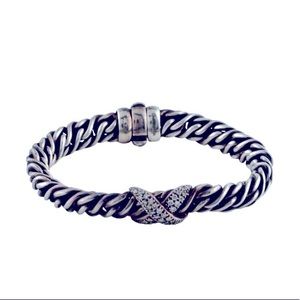 David Yurman wheat chain bracelet with pave diamond “X” originally $1795